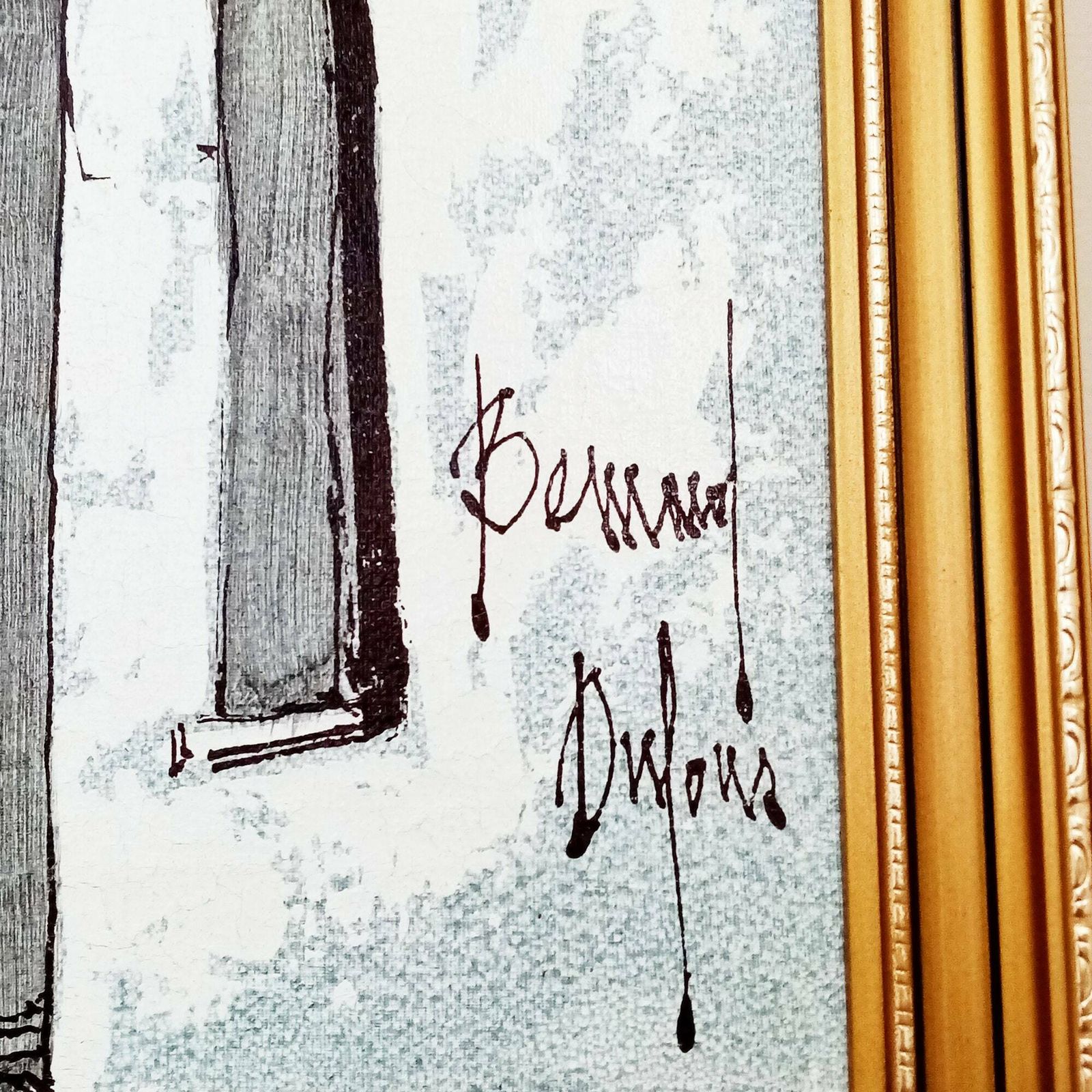Two Reproduction Vintage French Artworks By Bernard Dufour (1922   2016)   Framed Oil On Canvas   French Village Scenery   Abstract Landscape photo 300.0