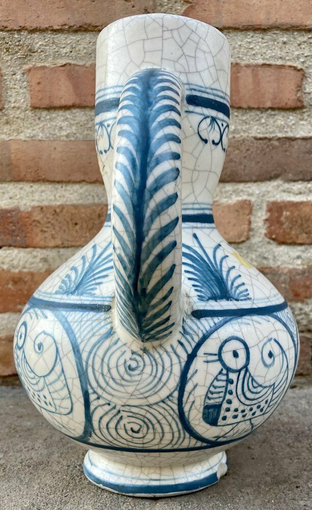 Mid Century Vase In White And Blue Ceramic, 1970s photo Home Decor