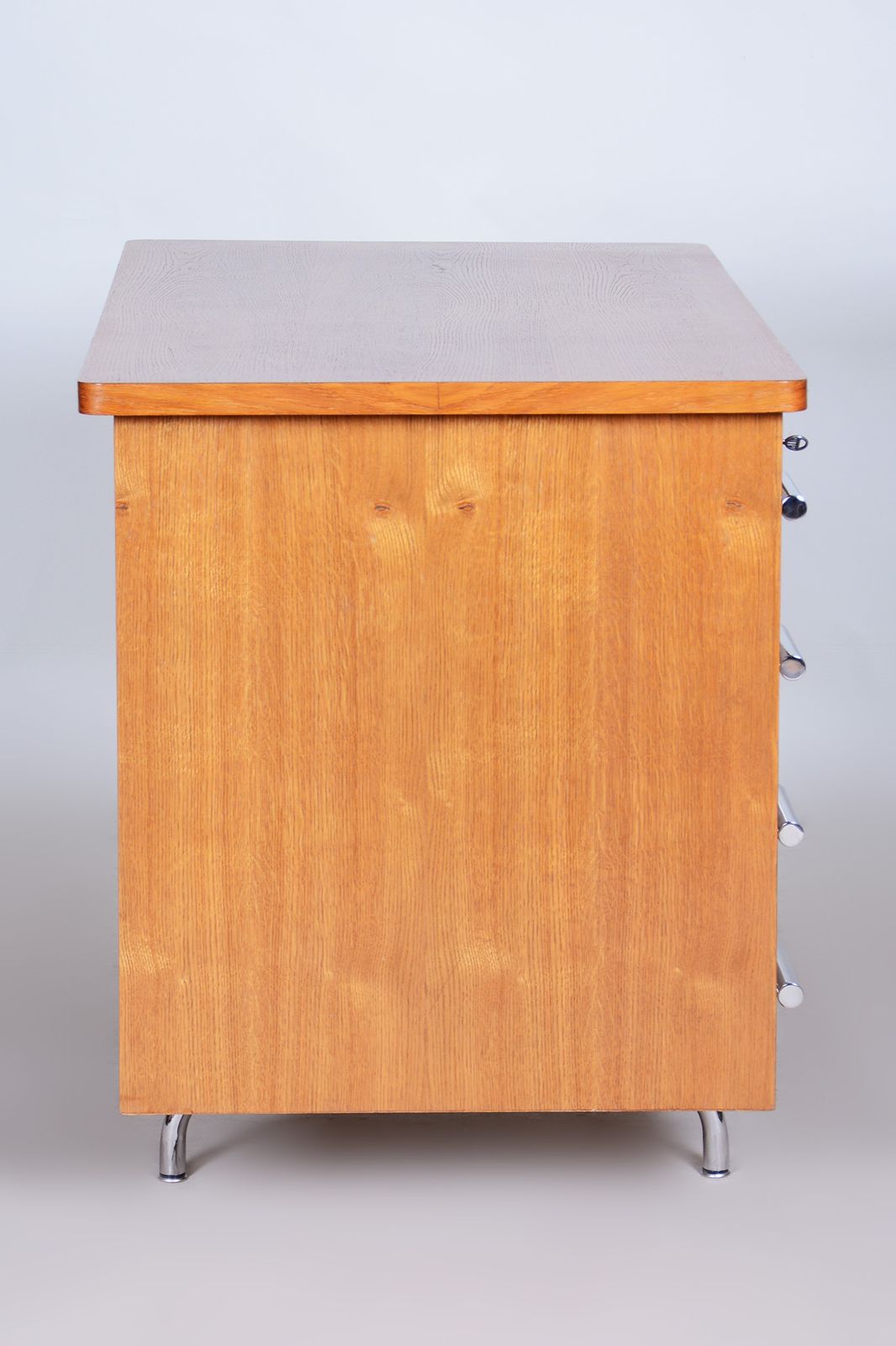 photo vinterior Restored Bauhaus Oak Writing Desk, Jindrich Halabala, Up Zavody, 1930s, Czechia