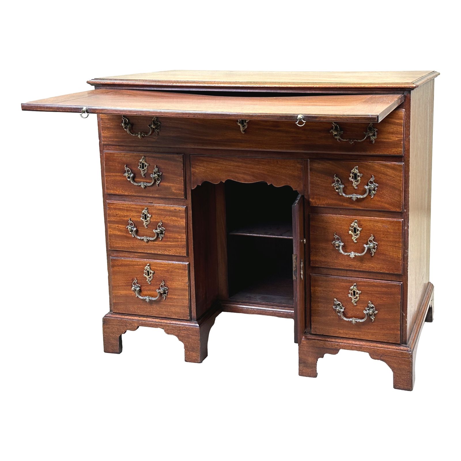 Georgian 18th Century Mahogany Kneehole Desk (England, Circa 1760) photo vintage
