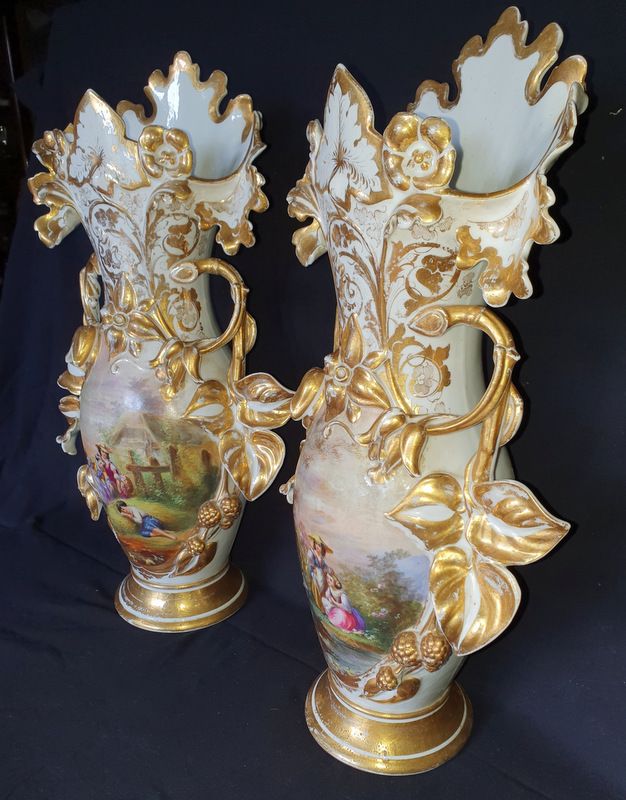 Pair Of Large Ornamental Vases In Paris Porcelain Xixth   60cm photo furniture