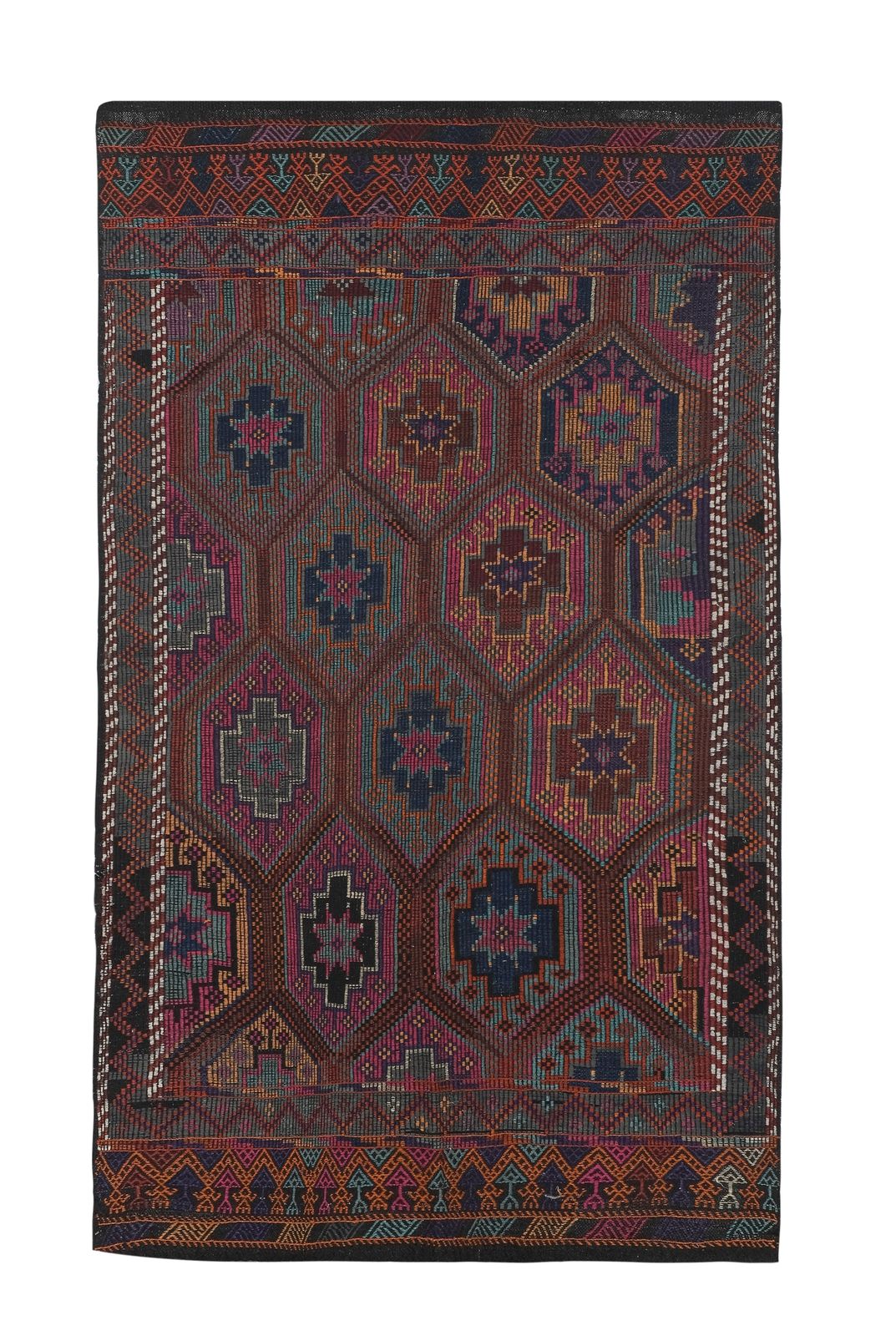 Turkish Kilim Masterpiece Hand Woven Wool Jajim Area Rug 5'6'' X 9'2''