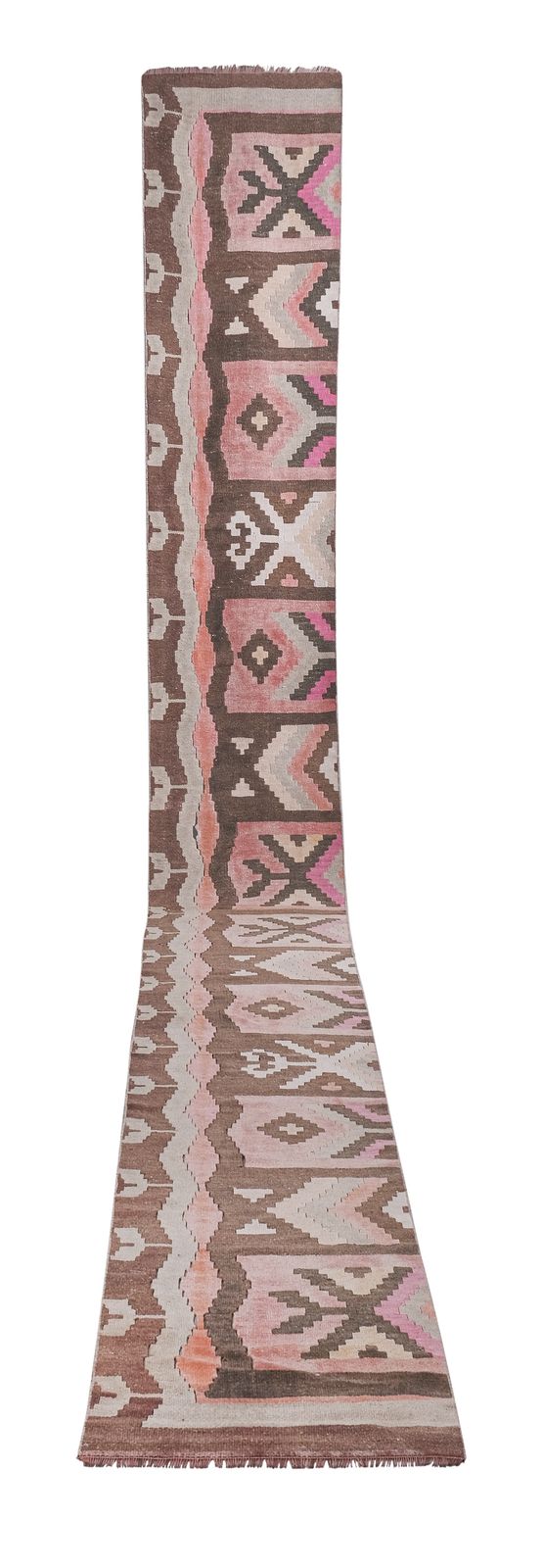 Vintage Turkish Kilim Runner Hand Woven Wool Long Runner 2'5'' X 20'8''