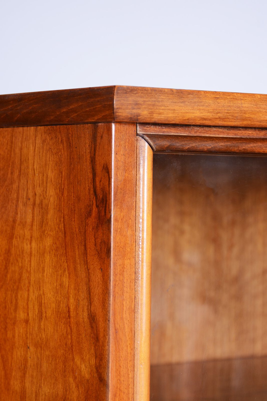 Art Deco Walnut Bookcase, Well Preserved Original Condition, Czechia, 1950s photo 1150.0