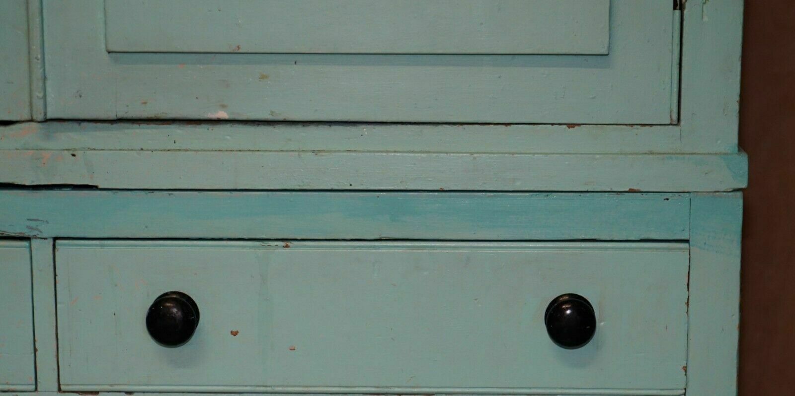 Antique Victorian Circa 1860 Pine Housekeepers Cupboard Linen Original Paint photo vintage