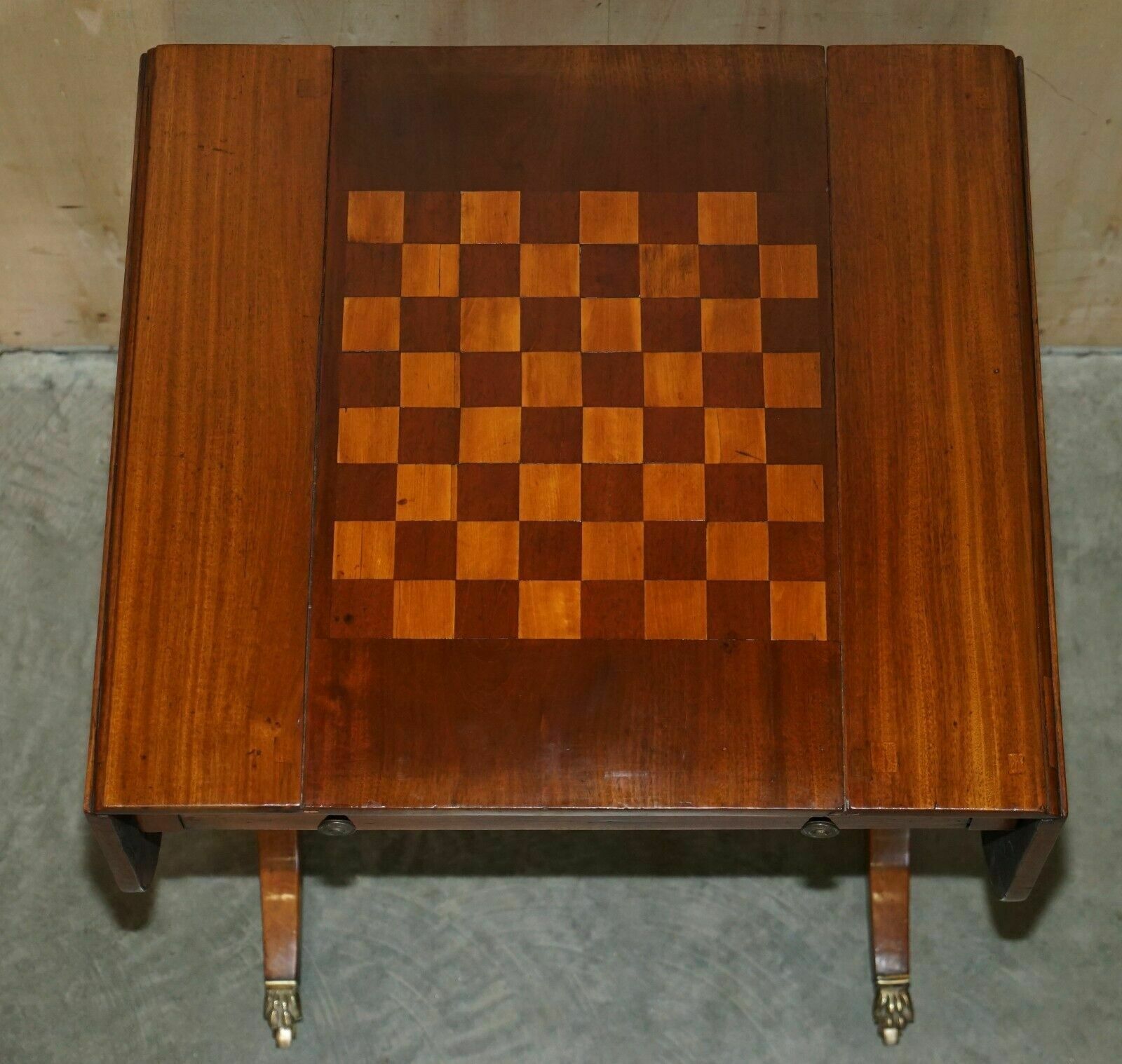photo vinterior Fully Restored Extending Antique Regency Sofa Table Inc Chess Board & Backgammon