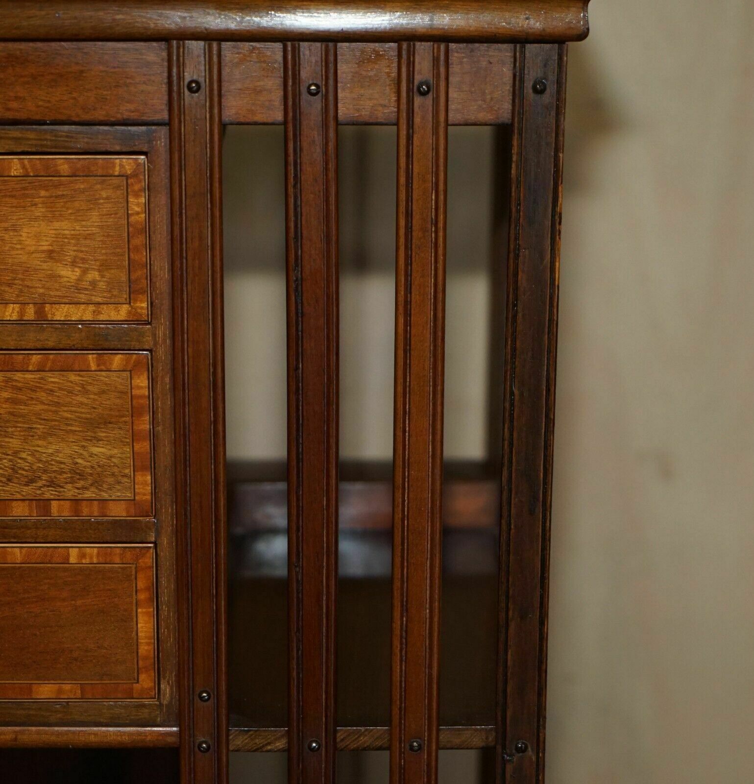 Fully Restored Antique Victorian Walnut Revolving Bookcase Book Table Drawers photo vintage