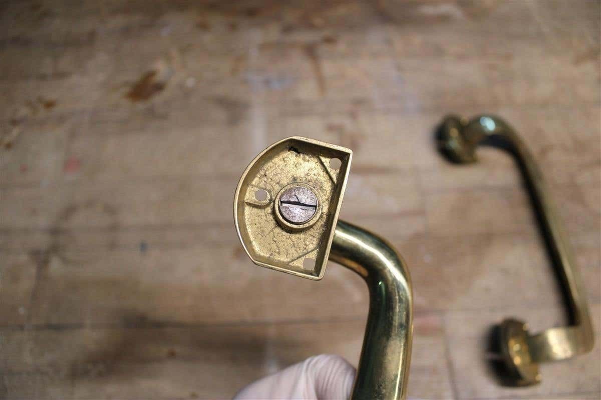 Pair Of Mid Century Italian Solid Brass Handles, 1950s photo vintage