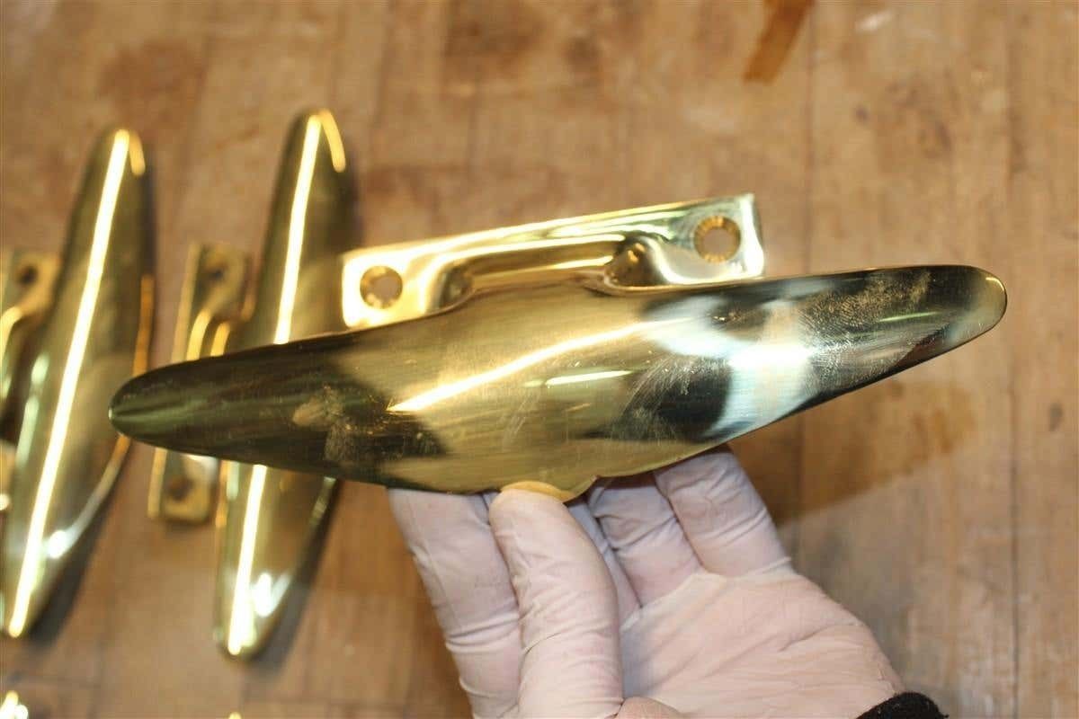 Mid Century Pair Of Italian 1950s Handles Solid Brass Gold Airplane Tail Italy photo vintage