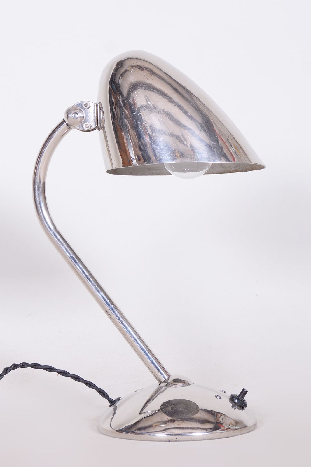 Pair Of Art Deco Table Lamps, Designed By Franta Anyz, Napako, Chrome Plated Steel,  Aluminium, Czechia, 1930s photo Lighting
