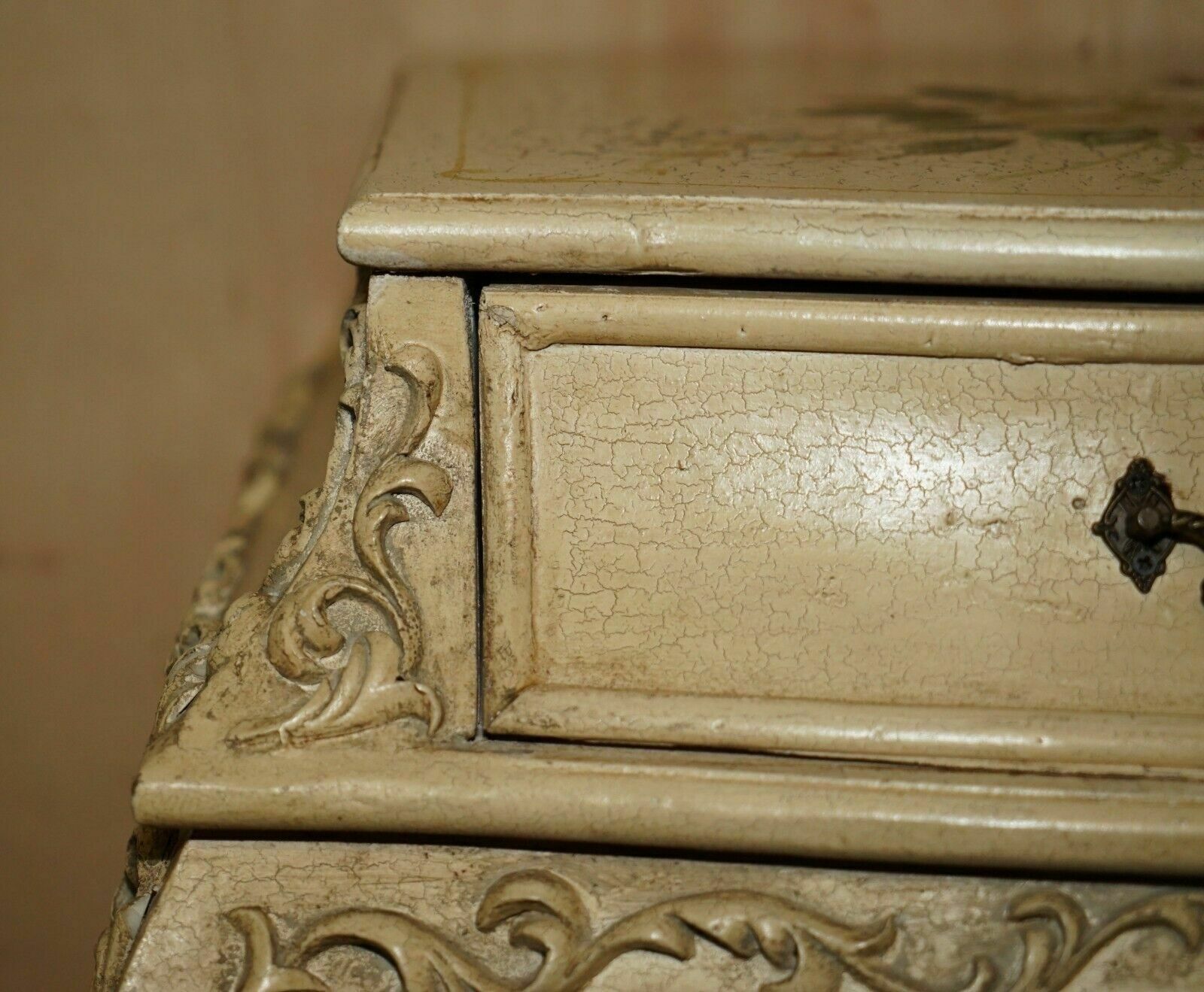 Pair Of Vintage Hand Painted French Bombe Bedside / Side End Table Size Chests photo buy