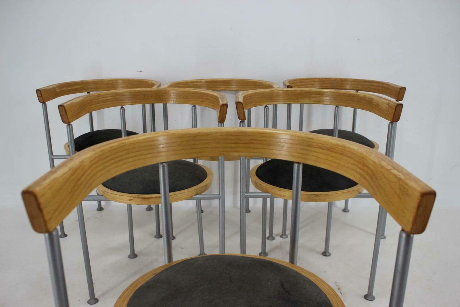 Furniture 1990s Borge Lindau Set Of 6 Dining Chairs For Bla Station, Sweden photo