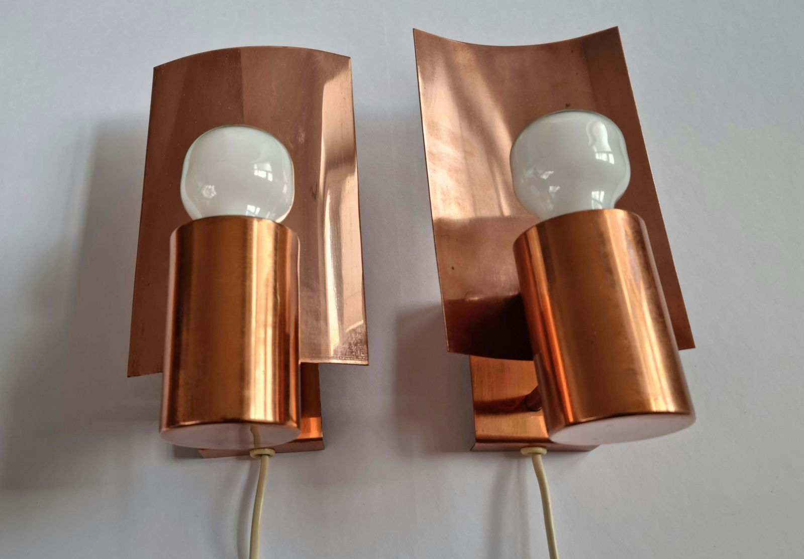 Pair Of Midcentury Copper Wall Lamps, Denmark, 1960s photo buy