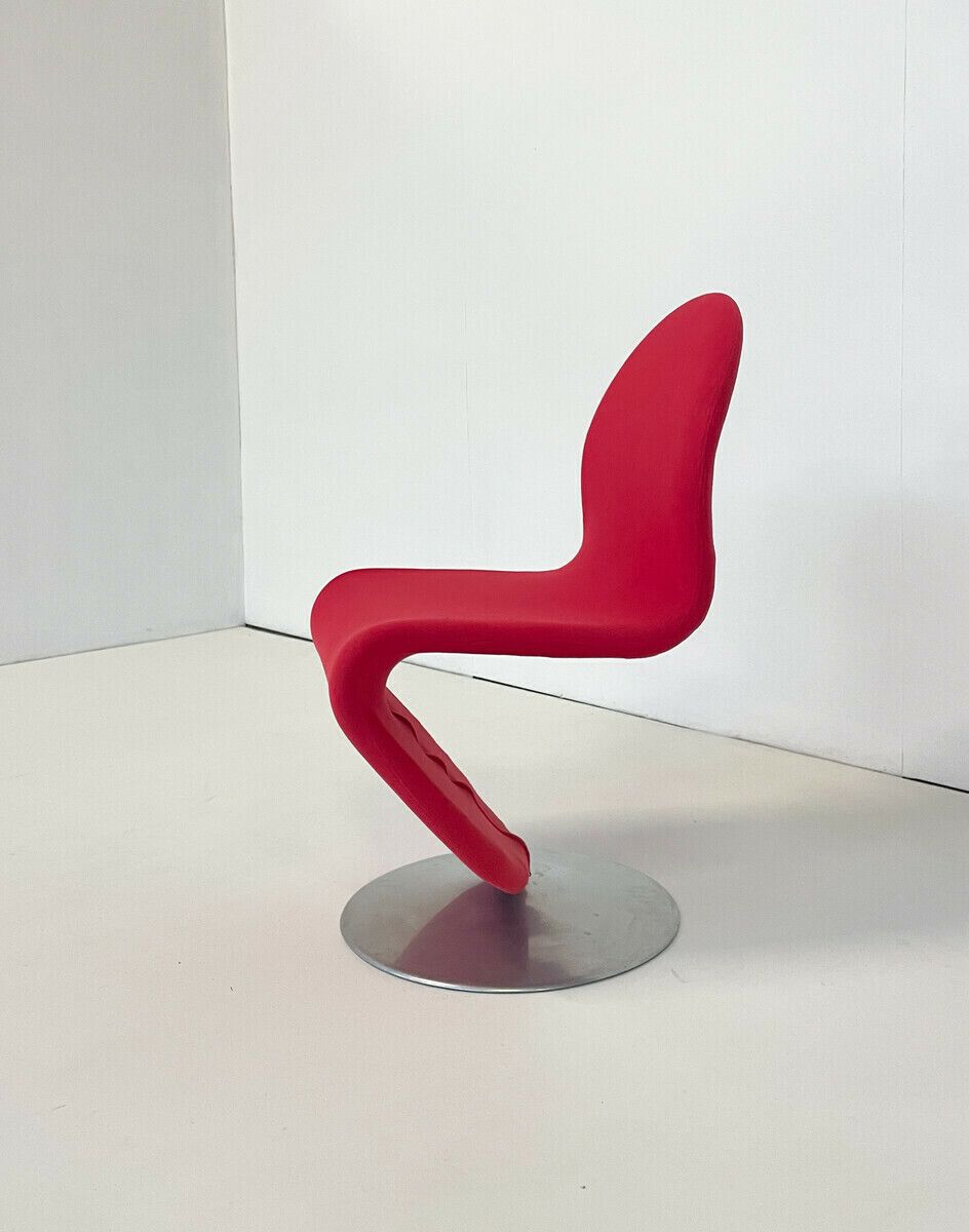 Set Of 6 Red Mid Century Modern Chairs By Verner Panton photo buy