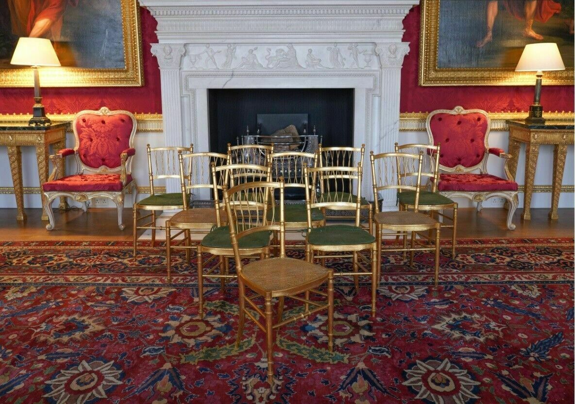 1 Of 30 Antique Lady Diana's Family Spencer House Giltwood Bergere Banque Chairs photo furniture