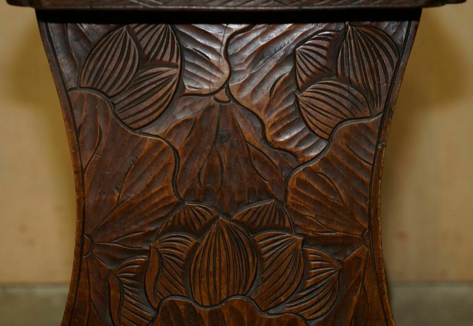 photo buy Antique 1905 Liberty's London Qing Dynasty Stool / Side End Table Floral Carving