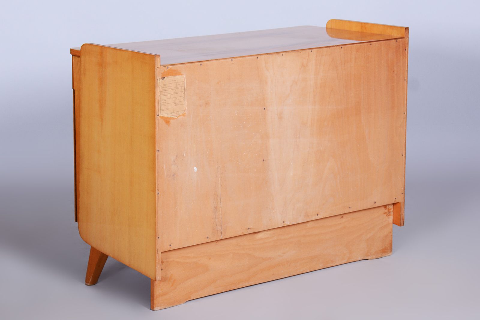 photo furniture Original Mid Century Ash Small Cabinet Made By Tatra Pravenec, Original Well Preserved, High Gloss, Czechia, 1950s