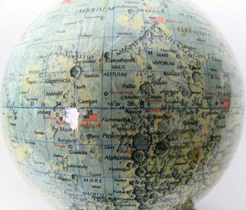 Home Decor Earth & Moon Globes From Columbus Publishing House, 1960s, Set Of 2 photo