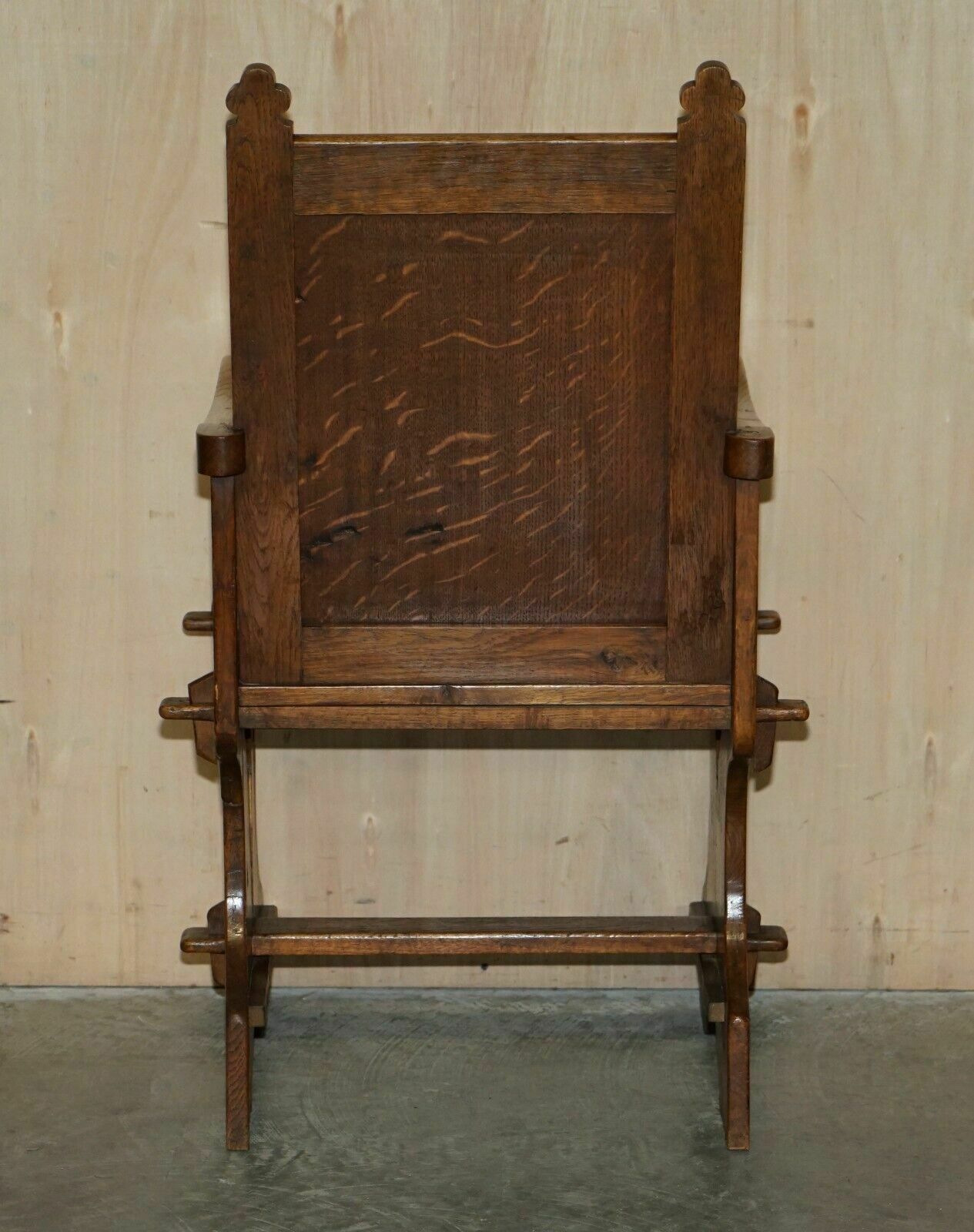 photo buy Pair Of Antique Carved English Oak Armchairs With Armorial Crest Coat Of Arms