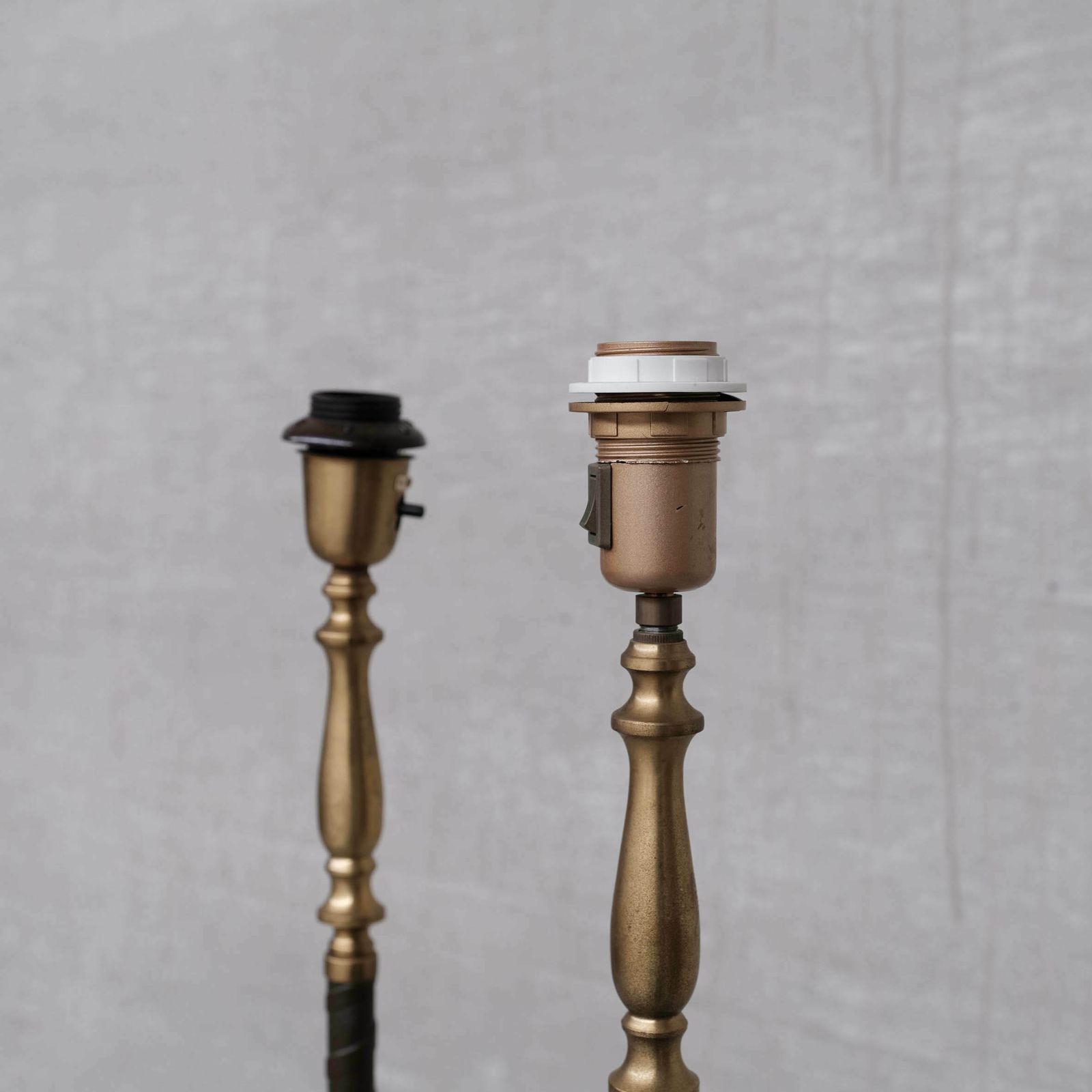 Pair Of Leather And Brass Mid Century Einar Bäckström Floor Lamps photo buy