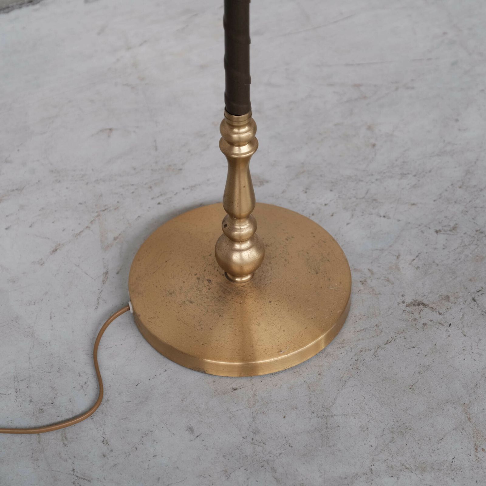 Lighting Pair Of Leather And Brass Mid Century Einar Bäckström Floor Lamps photo