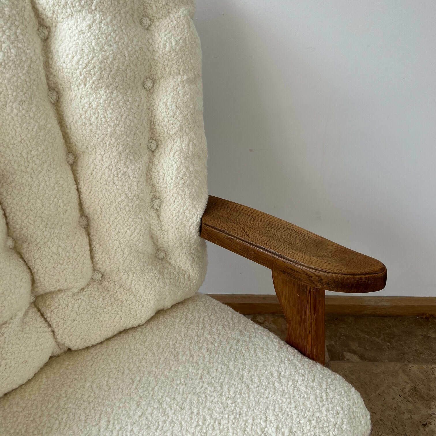 Guillerme Et Chambron Mid Century French Oak Armchair photo vintage