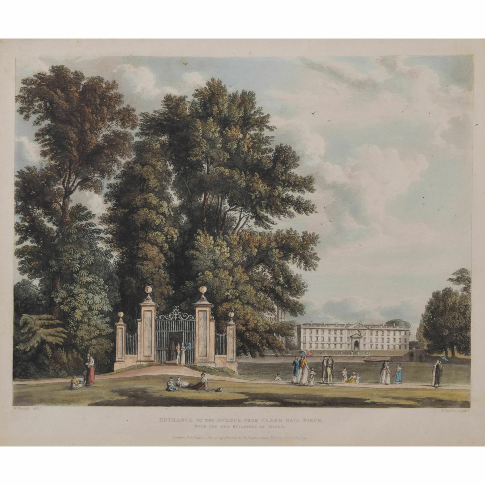 Joseph Constantine Stadler (1755 – 1828) After William Westall (1781 – 1850) Entrance To The Avenue, From Clare Hall Piece (1815)