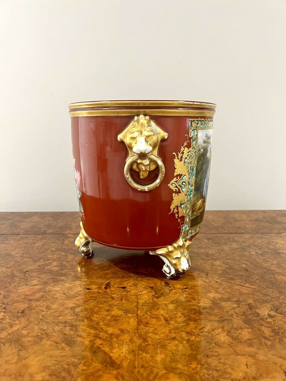 Superb Quality French Victorian Hand Painted Porcelain Jardiniere photo furniture