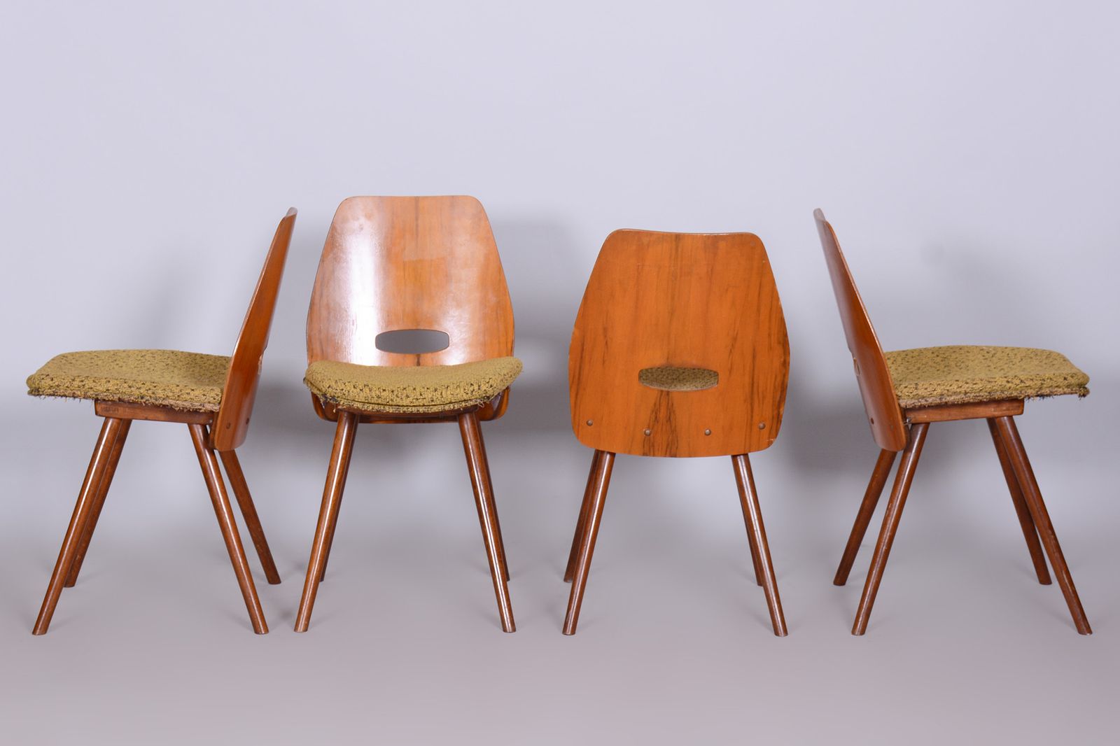 Set Of Four Mid Century Walnut Chairs By Frantisek Jirak, Tatra Nabytok, Czechia, 1950s photo Furniture