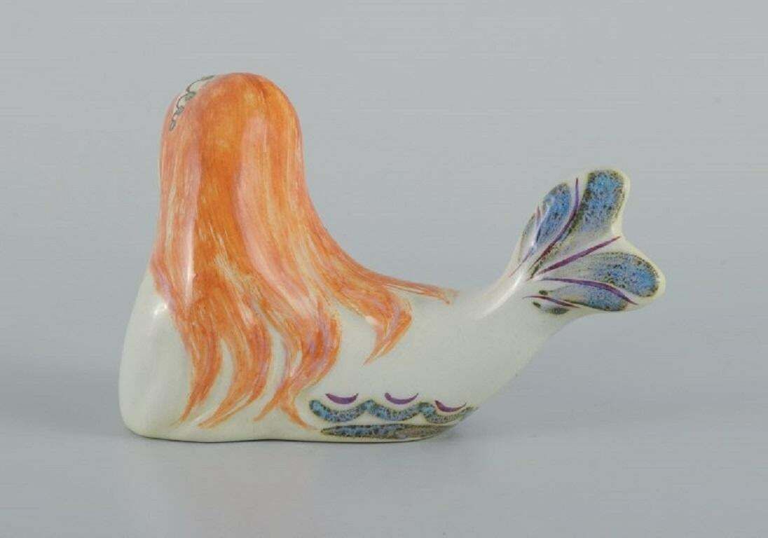 Doreen Middelboe For Aluminia/Royal Copenhagen, Faience Mermaid Figure. 1970s. photo for sale