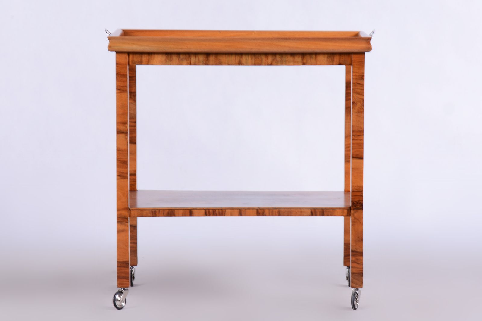 Restored Art Deco Walnut Trolley, New Polish, Czechia, 1930s photo 900.0
