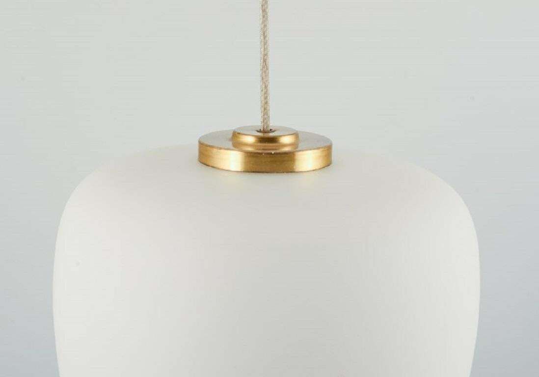Fog & Mørup Pendant In Frosted Opal Glass With Brass Mounting. Mid 20th C. photo furniture