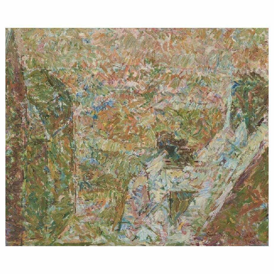 Simone De Dardel, A Listed Swedish Artist. Exterior With The Person. Oil /Canvas photo vinterior