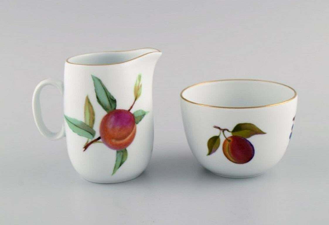 Royal Worcester, England. Evesham Porcelain Cup With Sugar Bowl And Cream Jug photo 205.0
