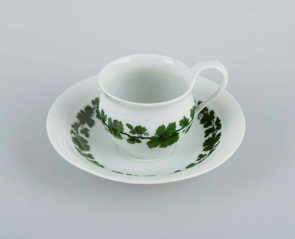 Meissen, Green Ivy Vine, 3 Coffee Cups With Accompanying photo for sale