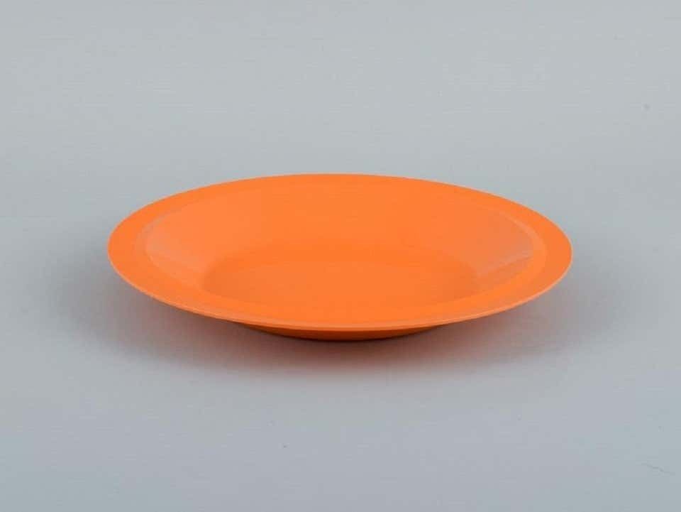 Fiskars, Finland, "Fiskamin", 5 Retro Plates In Orange And Brown Melamine photo buy