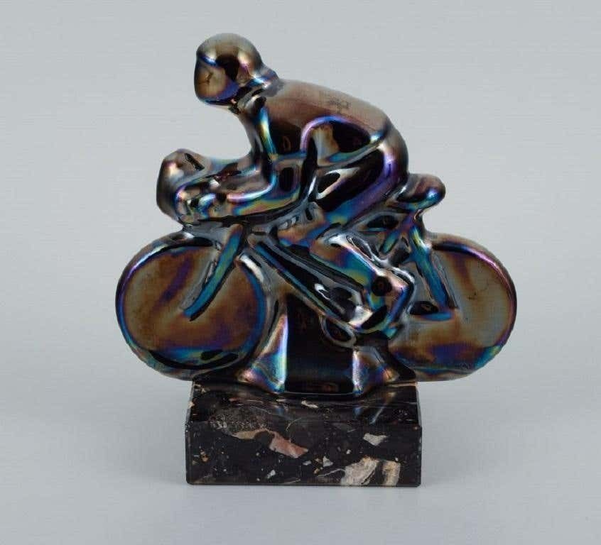Rambervillers, French Ceramic Sculpture In The Form Of A Cyclist photo 307.0