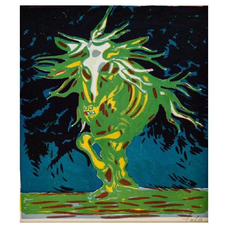 Axel Salto, Mythical Beast, Lithograph, "Helhesten" 1942