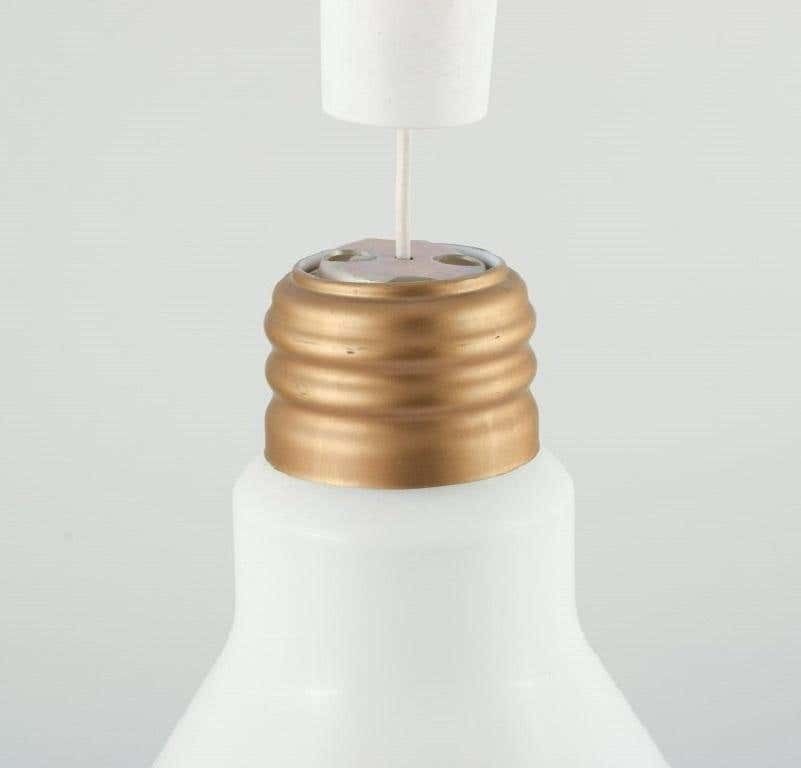 Light Bulb Shaped Ceiling Lamp In Frosted Glass And Metal, Ingo Maurer Style photo for sale