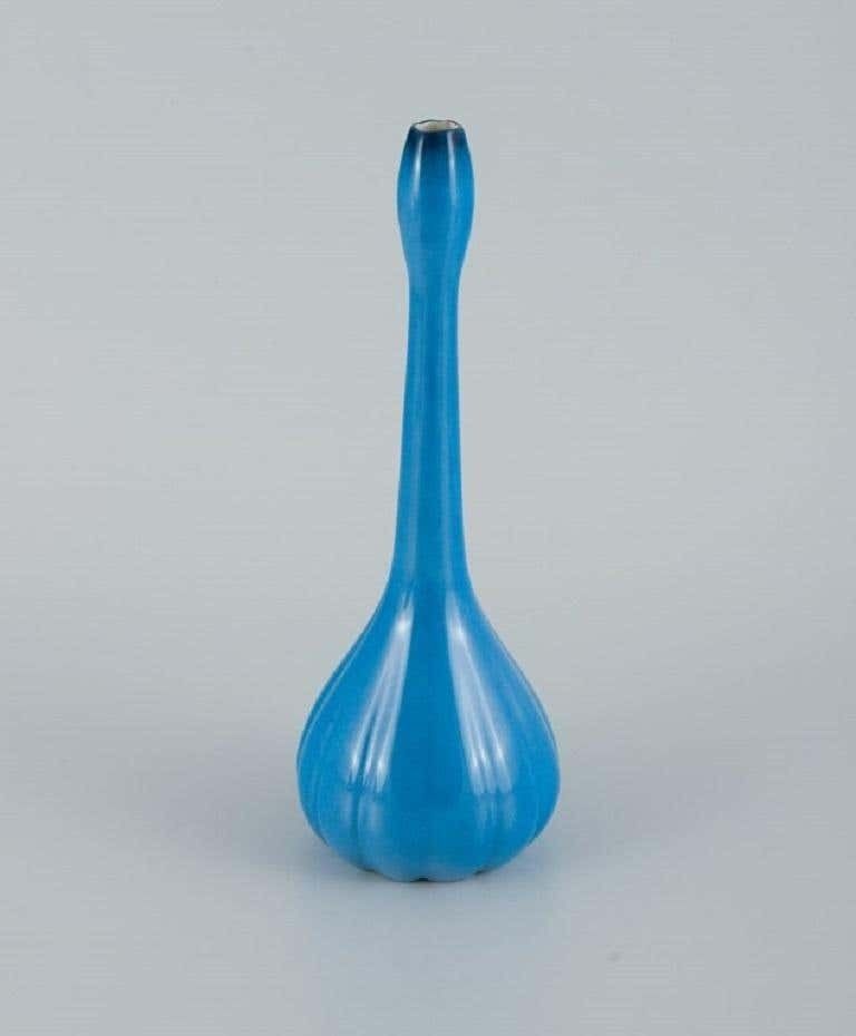 Limoges, France, Hand Painted Porcelain Vase In Turquoise. Ca 1930s photo furniture