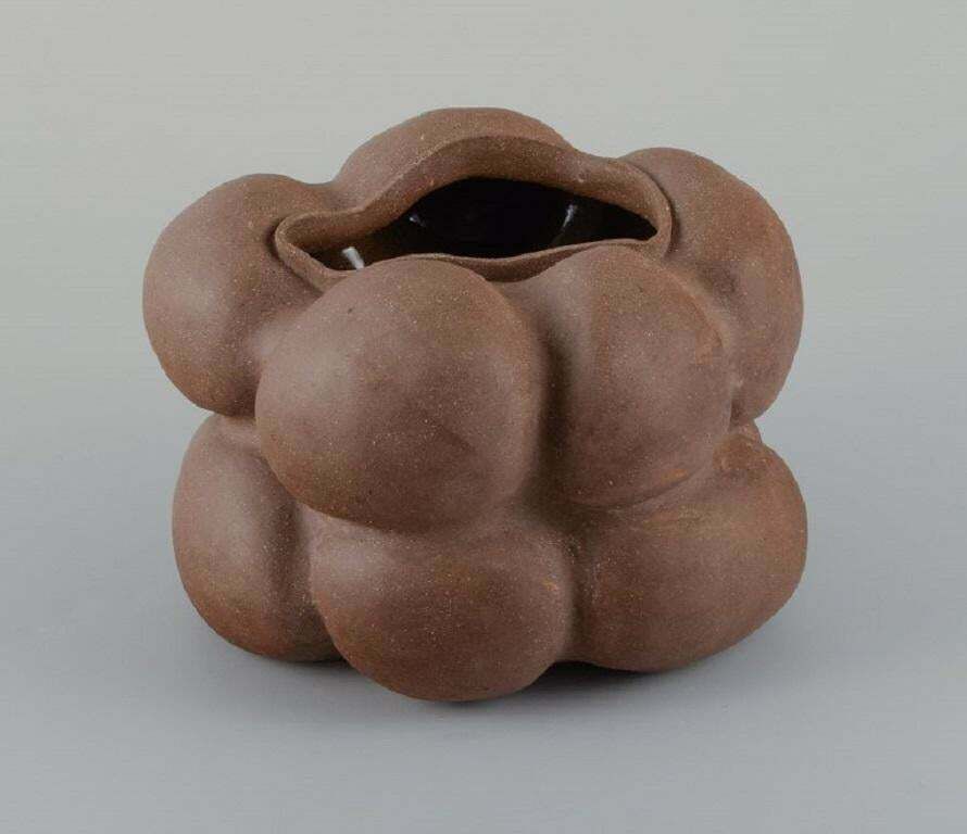 Christina Muff, Danish Contemporary Ceramicist. Dark Brown Unglazed Vessel.