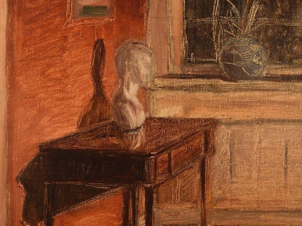 Axel Salto '1889 1961', Oil On Board, Living Room Interior, Dated 1908 photo for sale