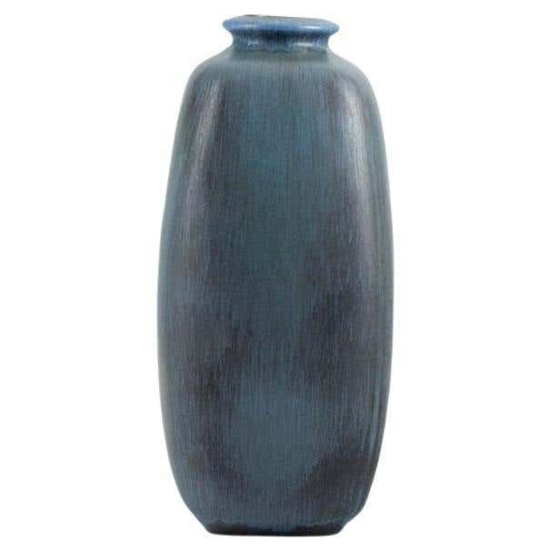 Knabstrup Ceramic Vase With Glaze In Shades Of Blue And Grey, 1960s