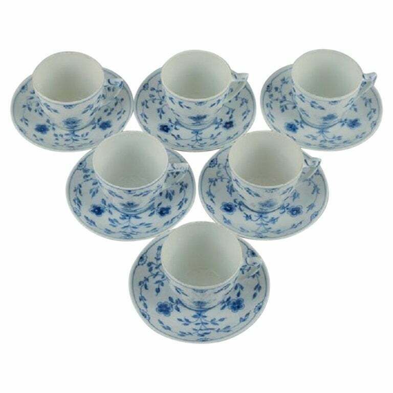 Bing & Grøndahl, Six Hand Painted Kipling Coffee Cups With Matching Saucers.