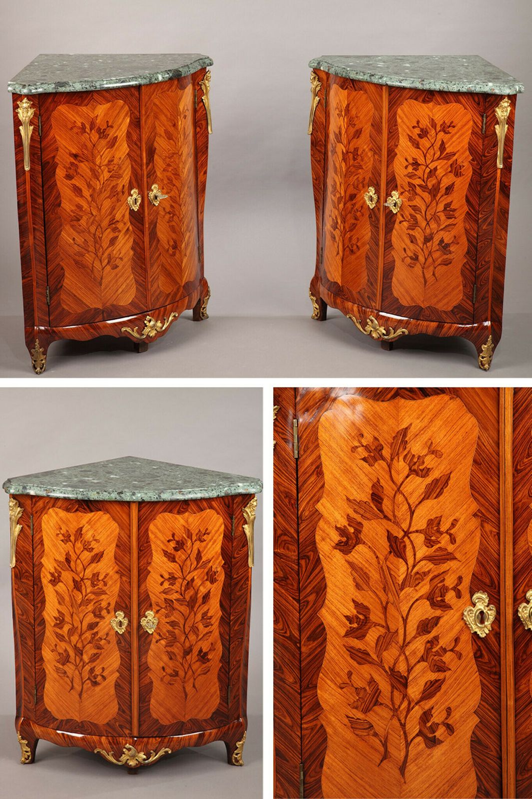 Pair Of Louis XV Corner Tables Stamped Jean Lapie, 18th Century
