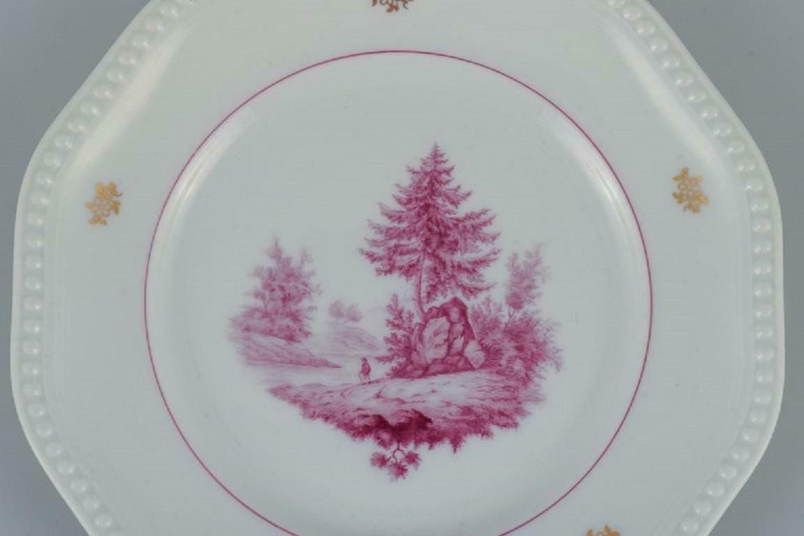 Rosenthal, A Set Of Ten Plates, Hand Painted In Purple With Landscape Scenes. photo Home Decor