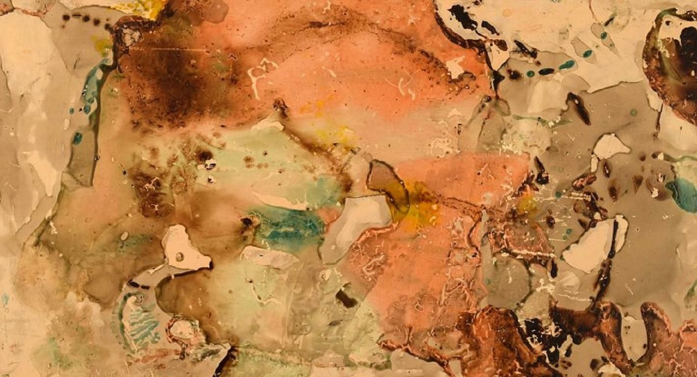 Elin Svipdag  Mixed Media Art On Board By The Sea  Dated 1970 photo for sale