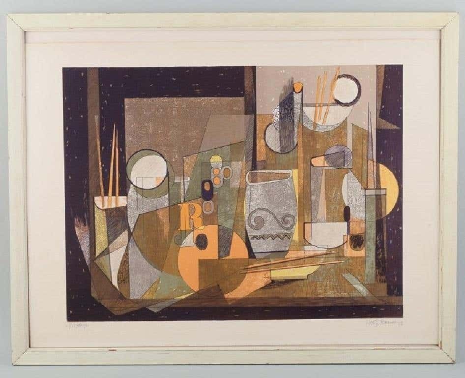 Helge Ernst '1916 1991', Test Print On Paper, Modernist Composition photo furniture