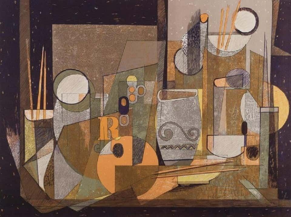 Helge Ernst '1916 1991', Test Print On Paper, Modernist Composition photo vinterior