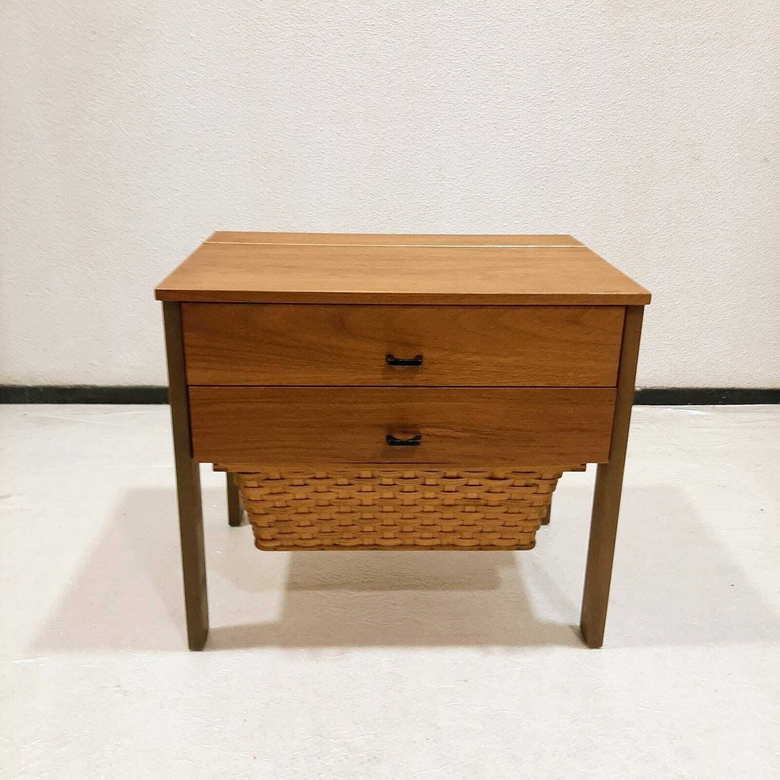Sewing Cabinet With Reed Basket By Horn Collection, West Germany 1950s photo buy